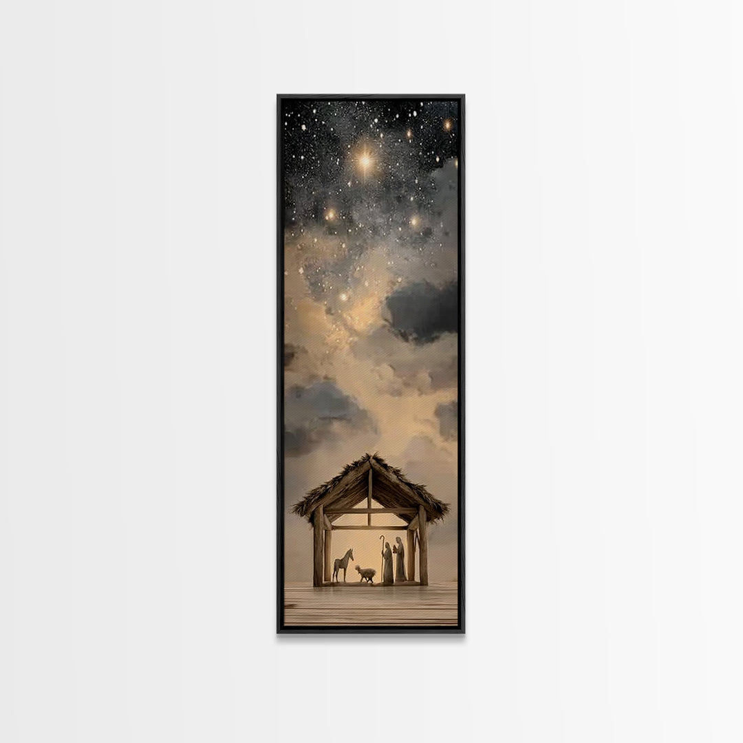 Star Of Bethlehem | Framed Canvas Print | Narrow Art | Christian Christmas Art | Christmas Wall Art | Christian Art Canvas | Christian Deco