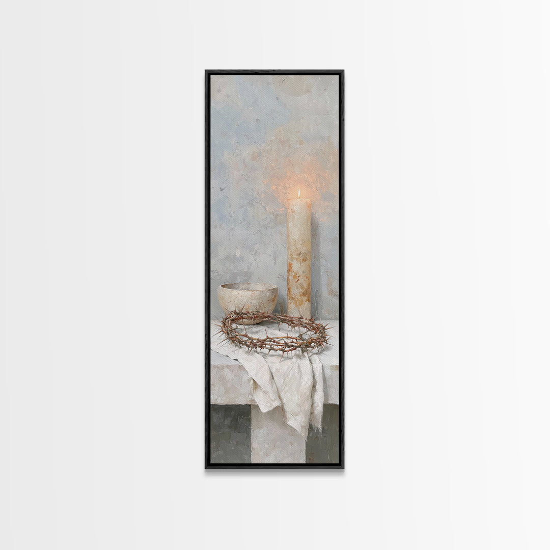 Crown Of Light – Framed Canvas Print – Tall Narrow Wall Art – Christian Art Canvas – Subtle Christian Art – Christian Wall Art – Christian