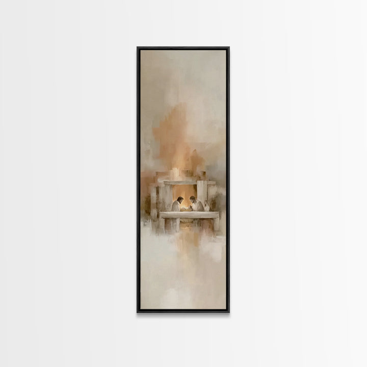 Holy Family Radiance – Framed Canvas Print – Tall Narrow Wall Art – Christian Art Canvas – Modern Christian Art – Christmas Art – Christian