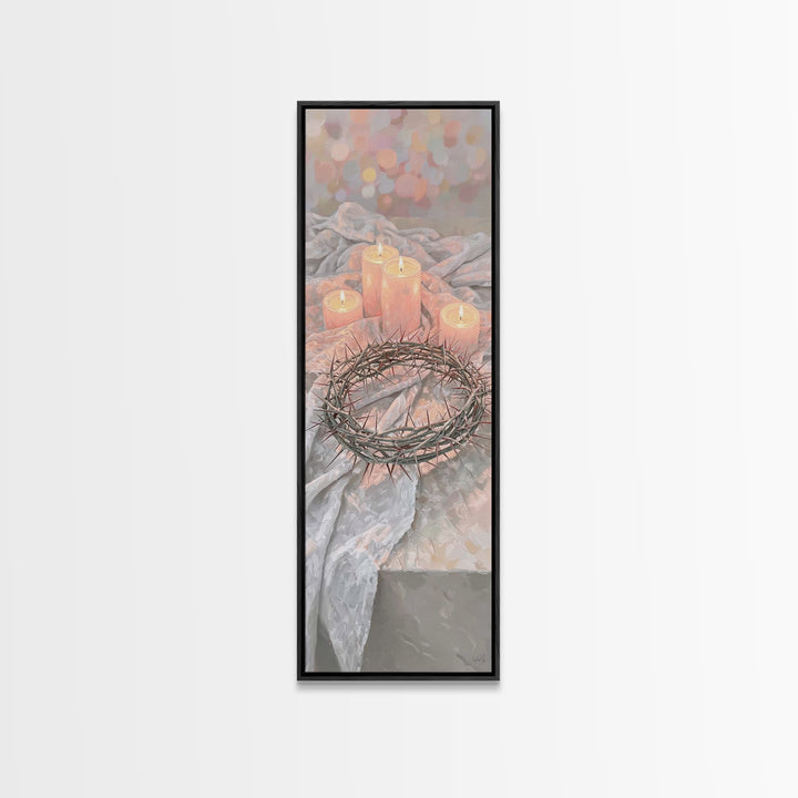 Crown Of Light – Framed Canvas Print – Christian Wall Art – Christian Art Canvas – Christmas Art – Narrow Art – Christian Christmas Art