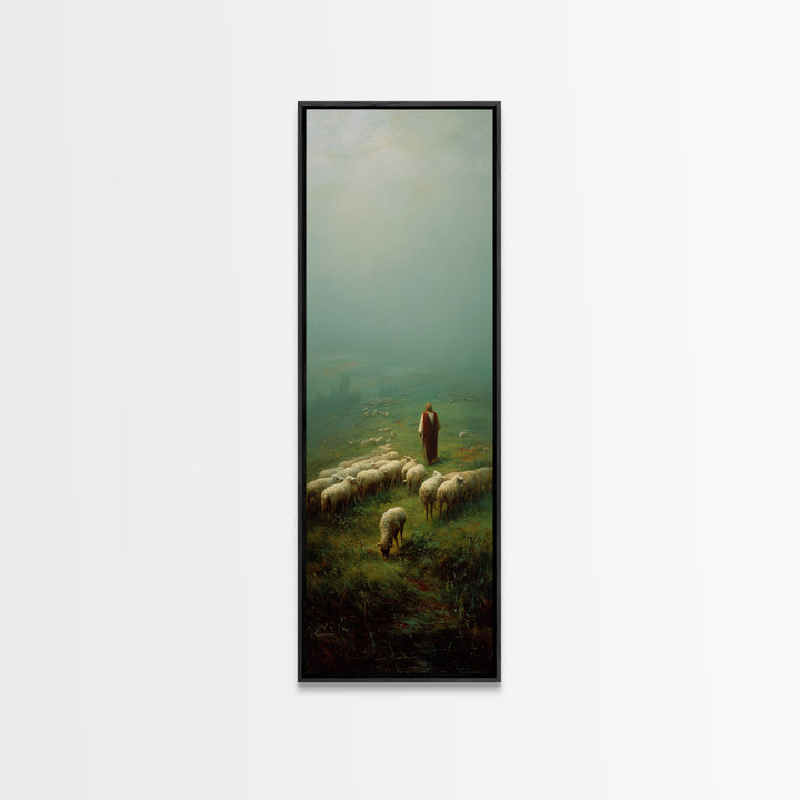 Pasture Of Peace – Framed Canvas Print – Narrow Art – Christian Art Canvas – Christian Painting – Jesus Painting – Christian Art
