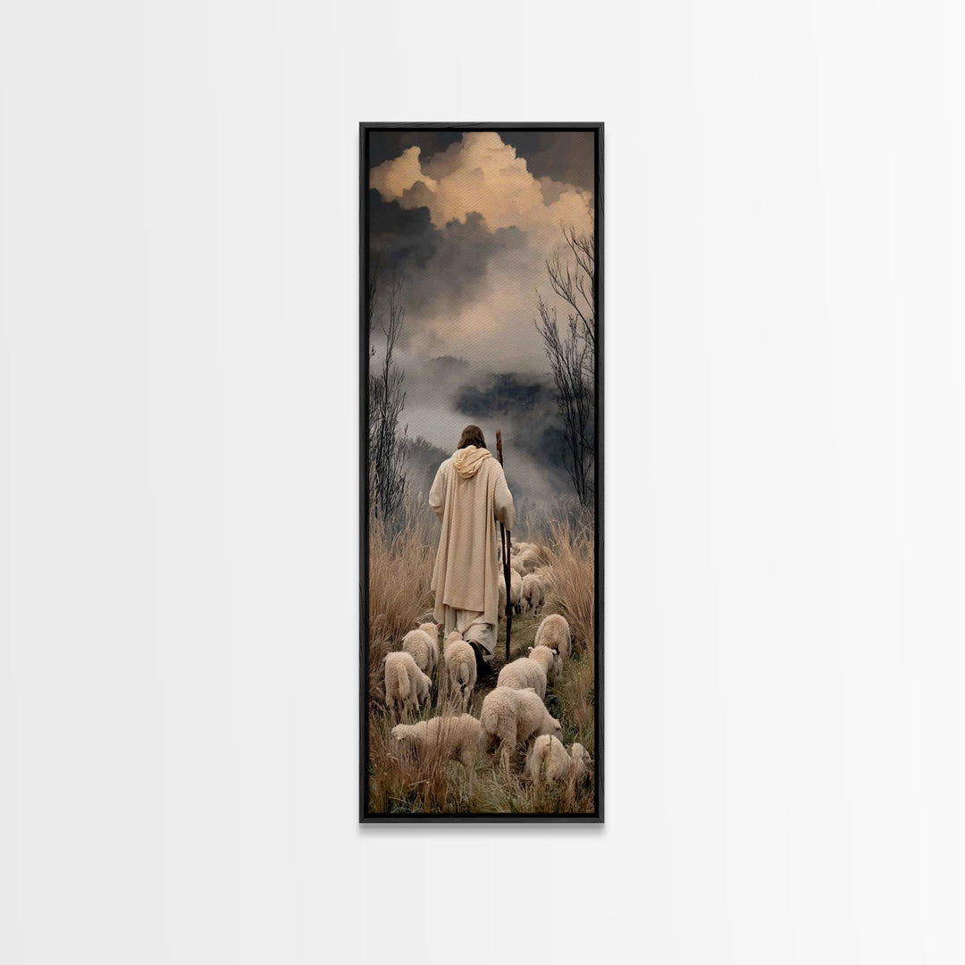 Cloud Valley Guide – Framed Canvas Print – Skinny Art – Christian Painting – Christian Art Canvas – Christian Art – Jesus Painting
