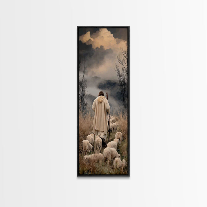 Cloud Valley Guide – Framed Canvas Print – Skinny Art – Christian Painting – Christian Art Canvas – Christian Art – Jesus Painting