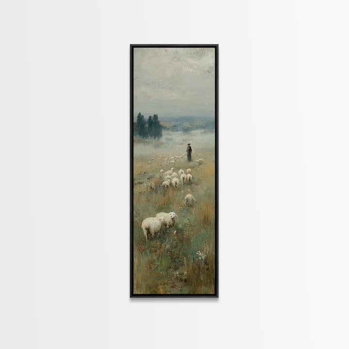 Silent Meadow Watch – Framed Canvas Print – Narrow Art – Christian Wall Art – Christian Painting – Christian Art – Christian Decor