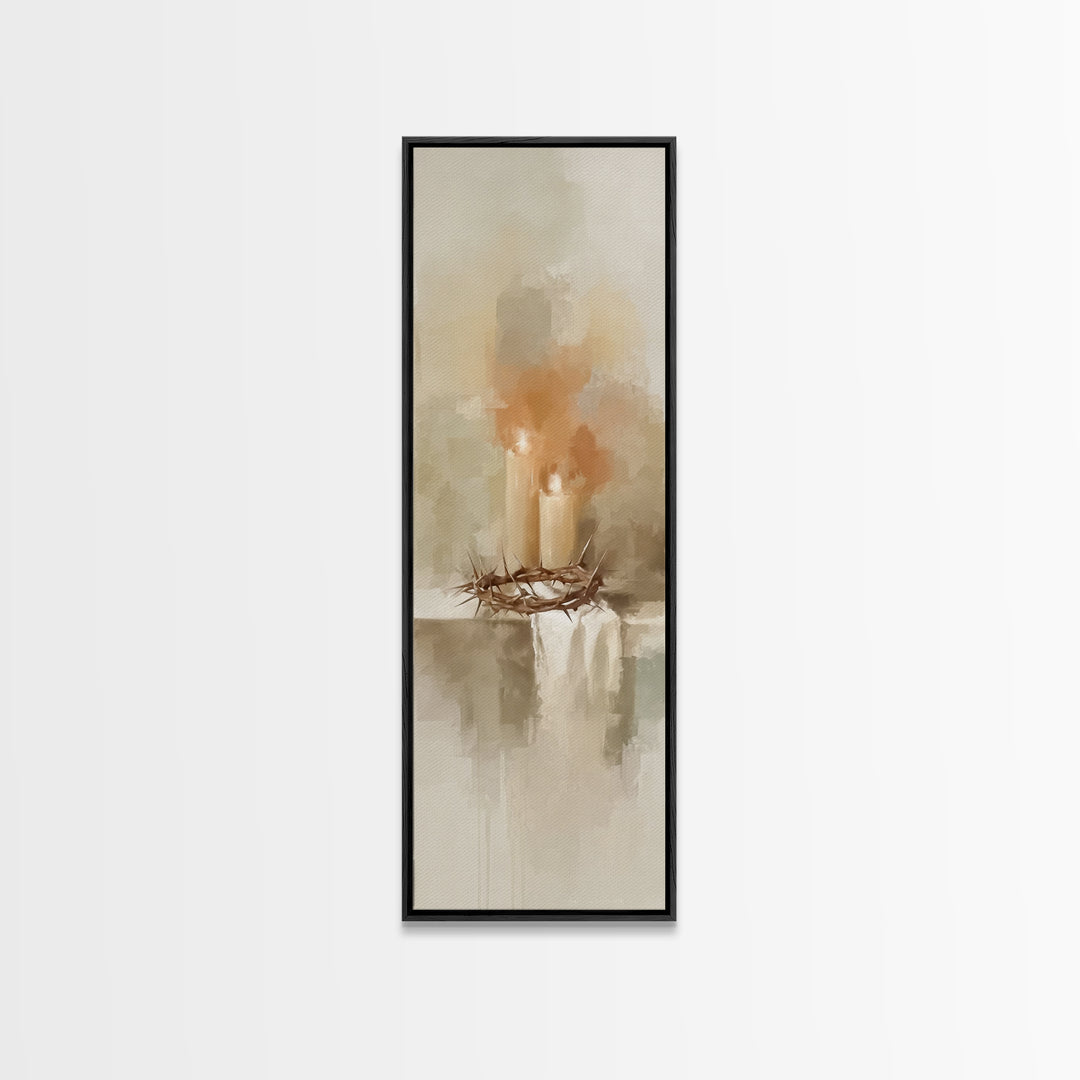 Silent Ember Grace | Framed Canvas Print | Christian Art Canvas | Modern Christian Art | Tall Skinny Art Print | Christian Wall Art | Chris