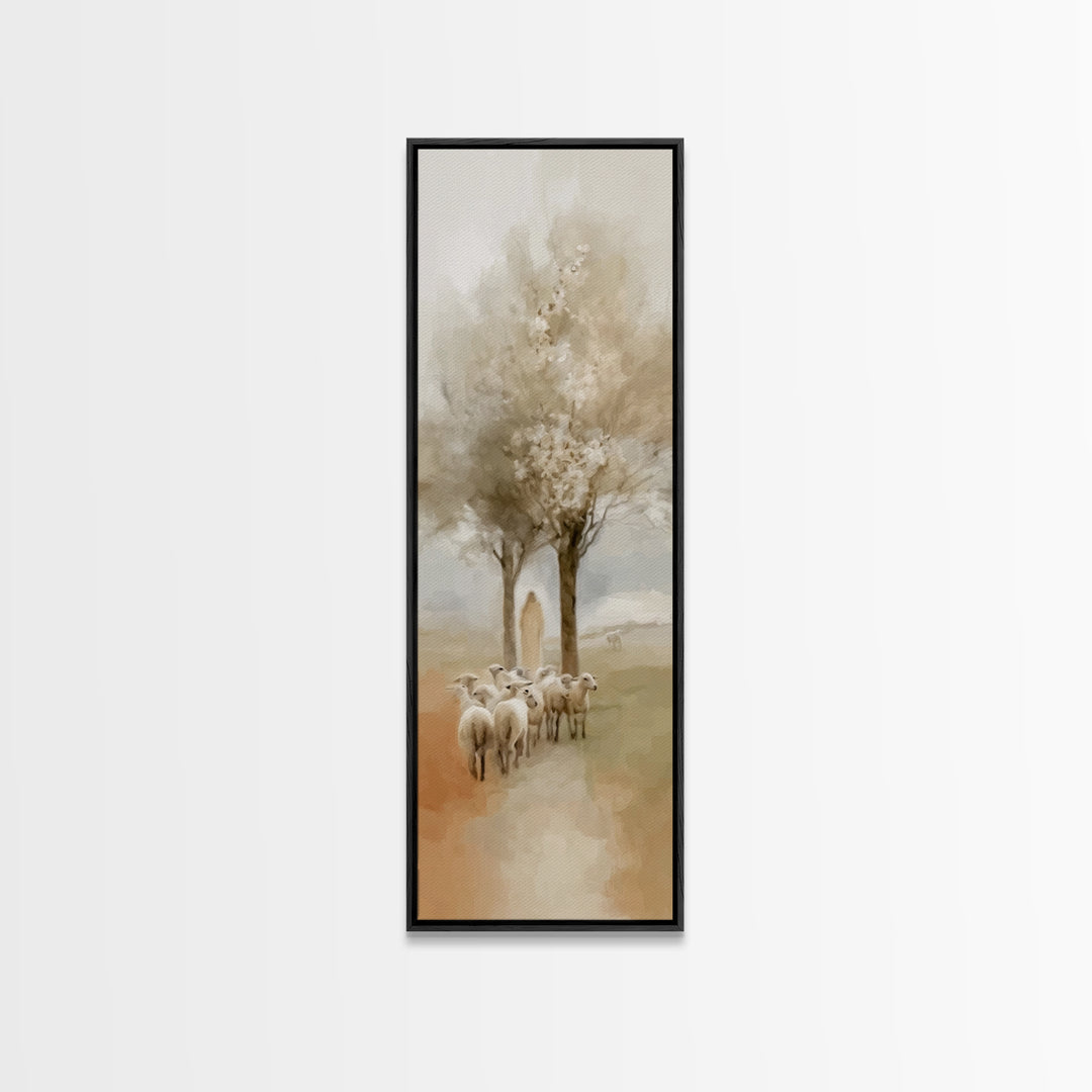 Shepherds Of Peace – Framed Canvas Print – Christian Wall Art – Jesus Painting – Tall Skinny Art Print – Christian Art Canvas – Christmas A