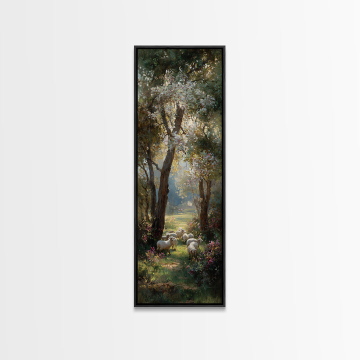 Quiet Shepherd Path | Framed Canvas Print | Christian Decor | Narrow Art | Jesus Wall Art | Christian Art Painting | Christmas TV Art