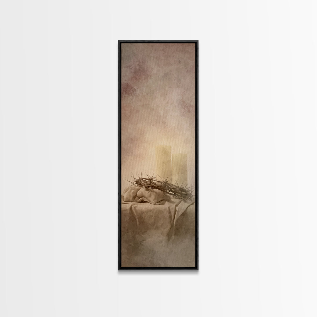 Radiant Mercy Candles, Framed Canvas Print, Christian Wall Art, Christmas Art Prints, Skinny Art, Christian Art Canvas, Christian Christmas
