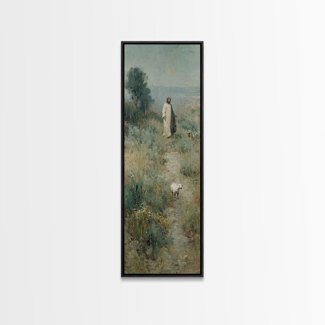 Shepherd’s Quiet Road, Framed Canvas Print, Narrow Art, Christian Art Canvas, Jesus Wall Art, Modern Christian Art, Christian Gift Ideas