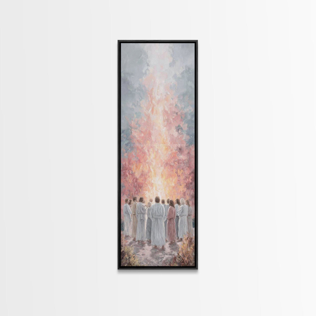 Flame Of Promise – Framed Canvas Print – Tall Skinny Art Print – Christian Art Canvas – Christian Wall Art – Jesus Painting – Modern Christ