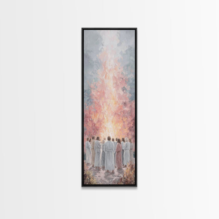 Flame Of Promise – Framed Canvas Print – Tall Skinny Art Print – Christian Art Canvas – Christian Wall Art – Jesus Painting – Modern Christ