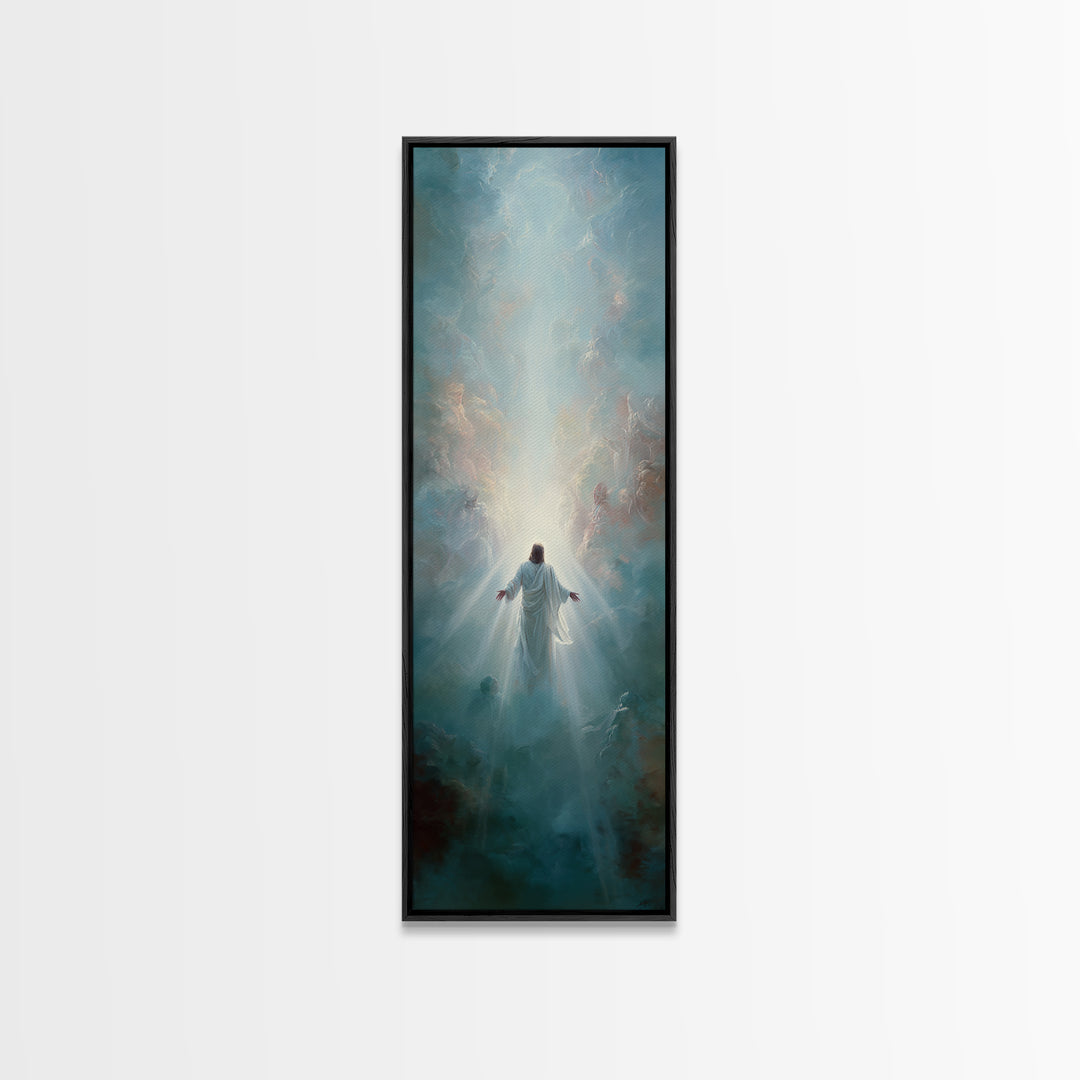 Cross of Dawn | Framed Canvas Print | Tall Narrow Wall Art | Christian Wall Art | Christian Art Canvas | Christian Painting | Christian Dec