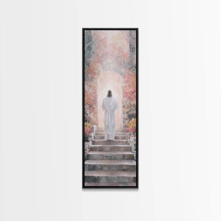 Garden of Light | Framed Canvas Print | Narrow Art | Christian Art Canvas | Jesus Painting | Christian Wall Art | Christian Gift
