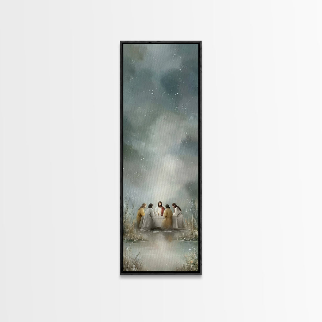 Night Of Fellowship – Framed Canvas Print – Tall Narrow Wall Art – Christian Wall Art – Jesus Painting – Christian Art Canvas – Christian D