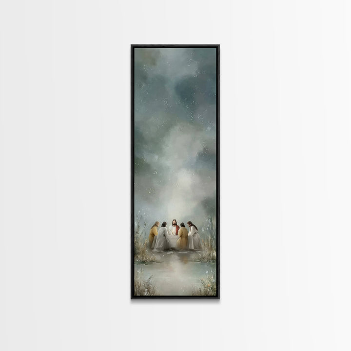 Night Of Fellowship – Framed Canvas Print – Tall Narrow Wall Art – Christian Wall Art – Jesus Painting – Christian Art Canvas – Christian D