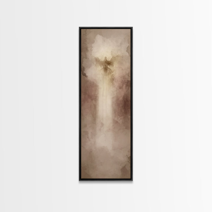 Heavenly Ascent Dove, Framed Canvas Print, Christian Art Canvas, Modern Christian Art, Tall Skinny Art Print, Christian Painting, Christian