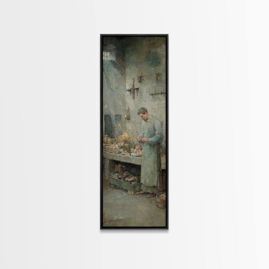 Crafted In Faith – Framed Canvas Print – Tall Narrow Wall Art – Christian Wall Art – Jesus Painting – Christian Art Canvas – Unique Christi