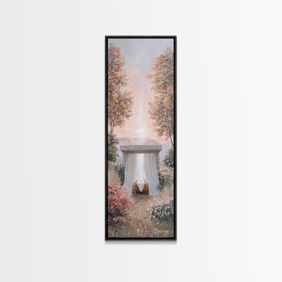 Dawn Of Bethlehem – Framed Canvas Print – Tall Narrow Wall Art – Christian Art – Christmas Art – Christian Art Canvas – Christian Paintings
