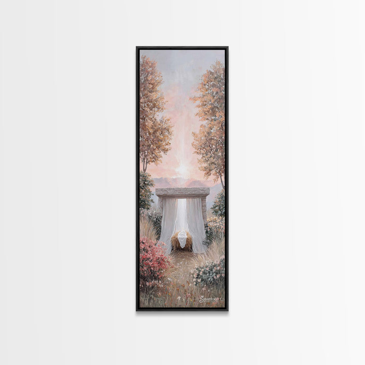 Dawn Of Bethlehem – Framed Canvas Print – Tall Narrow Wall Art – Christian Art – Christmas Art – Christian Art Canvas – Christian Paintings