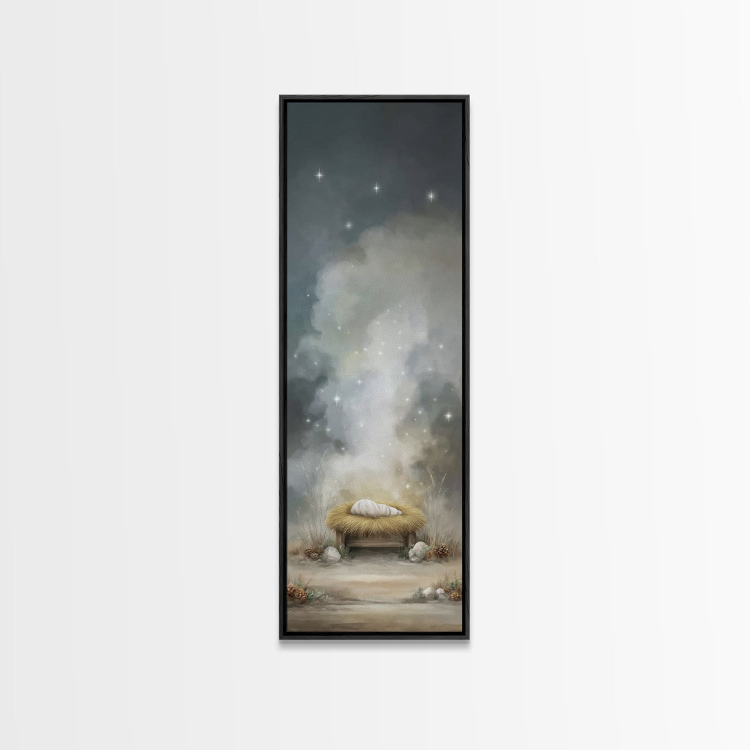 Starborn Holy Child – Framed Canvas Print – Skinny Art – Christian Art Canvas – Christian Wall Art – Christmas Art – Jesus Art Print – Chri