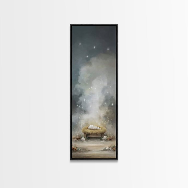 Starborn Holy Child – Framed Canvas Print – Skinny Art – Christian Art Canvas – Christian Wall Art – Christmas Art – Jesus Art Print – Chri