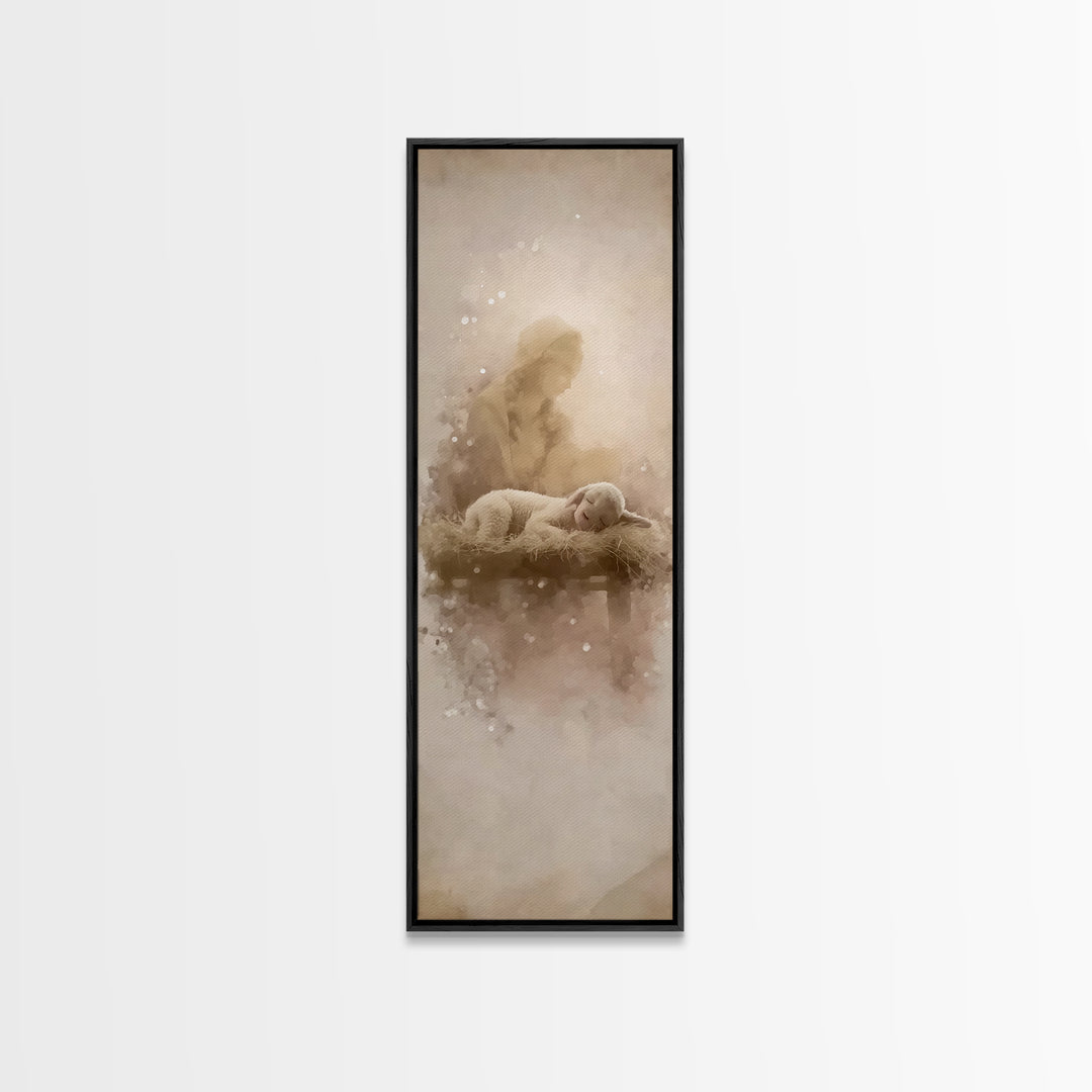 Lamb Of Pure Light – Framed Canvas Print – Tall Skinny Art Print – Christian Art – Christian Art Canvas – Christmas Art – Christian Wall Ar