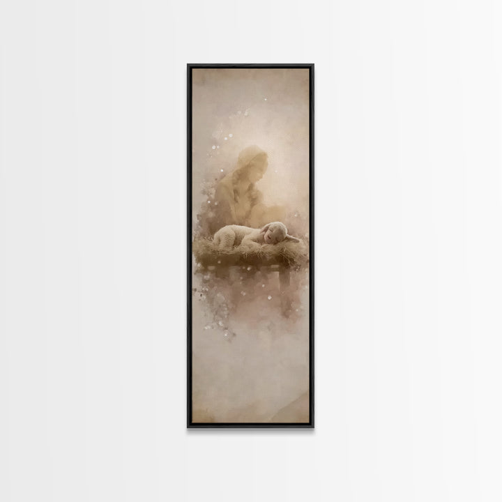Lamb Of Pure Light – Framed Canvas Print – Tall Skinny Art Print – Christian Art – Christian Art Canvas – Christmas Art – Christian Wall Ar