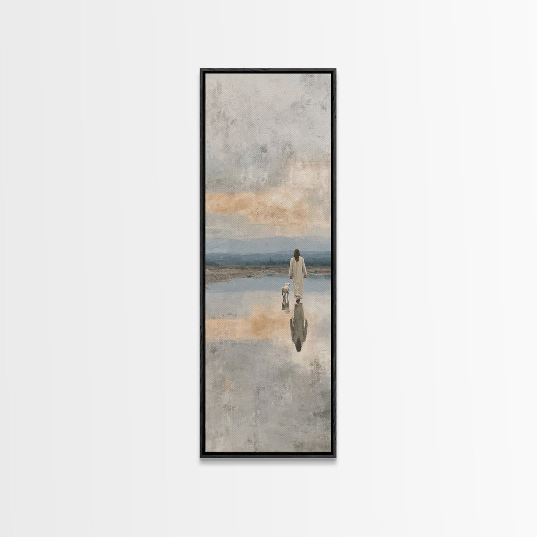 Path Of Still Waters – Framed Canvas Print – Christian Wall Art – Jesus Painting – Christian Art Canvas – Narrow Art – Christian Art