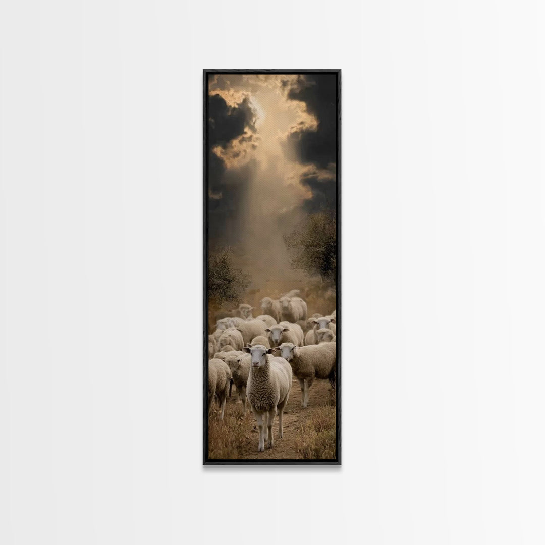 Light Over The Fold – Framed Canvas Print – Christian Art Canvas – Christian Wall Art – Christian Art – Skinny Art – Jesus Painting