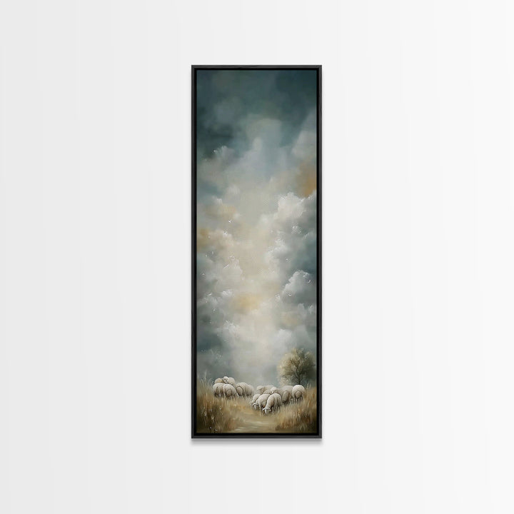 Pastoral Dawn Grace,Framed Canvas Print,Christian Art Canvas,Tall Skinny Art Print,Christian Christmas Art,Jesus Wall Art,Christian Decor