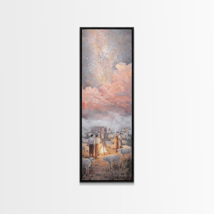 Starry Night Watch - Framed Canvas Print - Christian Christmas Decor - Skinny Art - Christian Wall Art - Jesus Painting - Christian Canvas