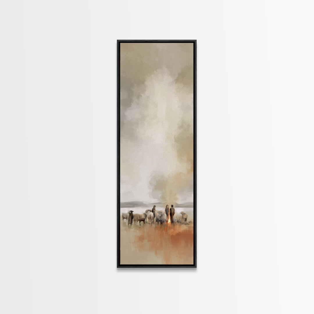 Shepherds Of Dawn | Framed Canvas Print | Christian Wall Art | Christian Art Canvas | Jesus Painting | Tall Narrow Wall Art | Christian Chr