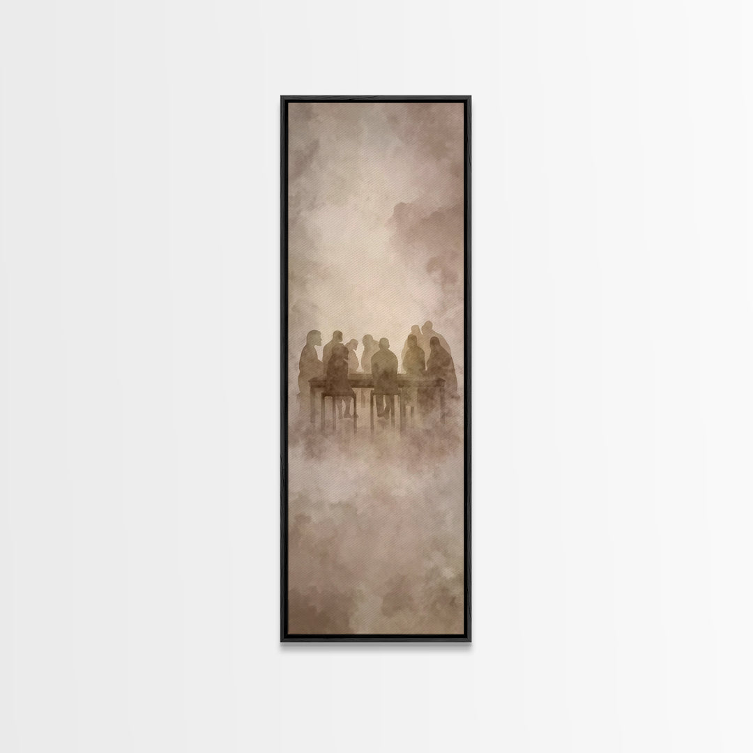 Heavenly Table Gathering | Framed Canvas Print | Christian Art Canvas | Christian Wall Art | Jesus Painting | Narrow Art | Christian Gift I