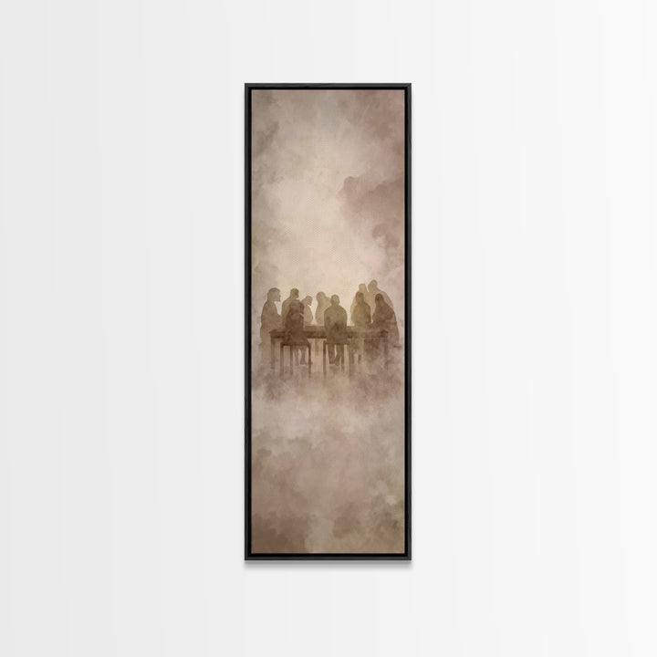 Heavenly Table Gathering | Framed Canvas Print | Christian Art Canvas | Christian Wall Art | Jesus Painting | Narrow Art | Christian Gift I