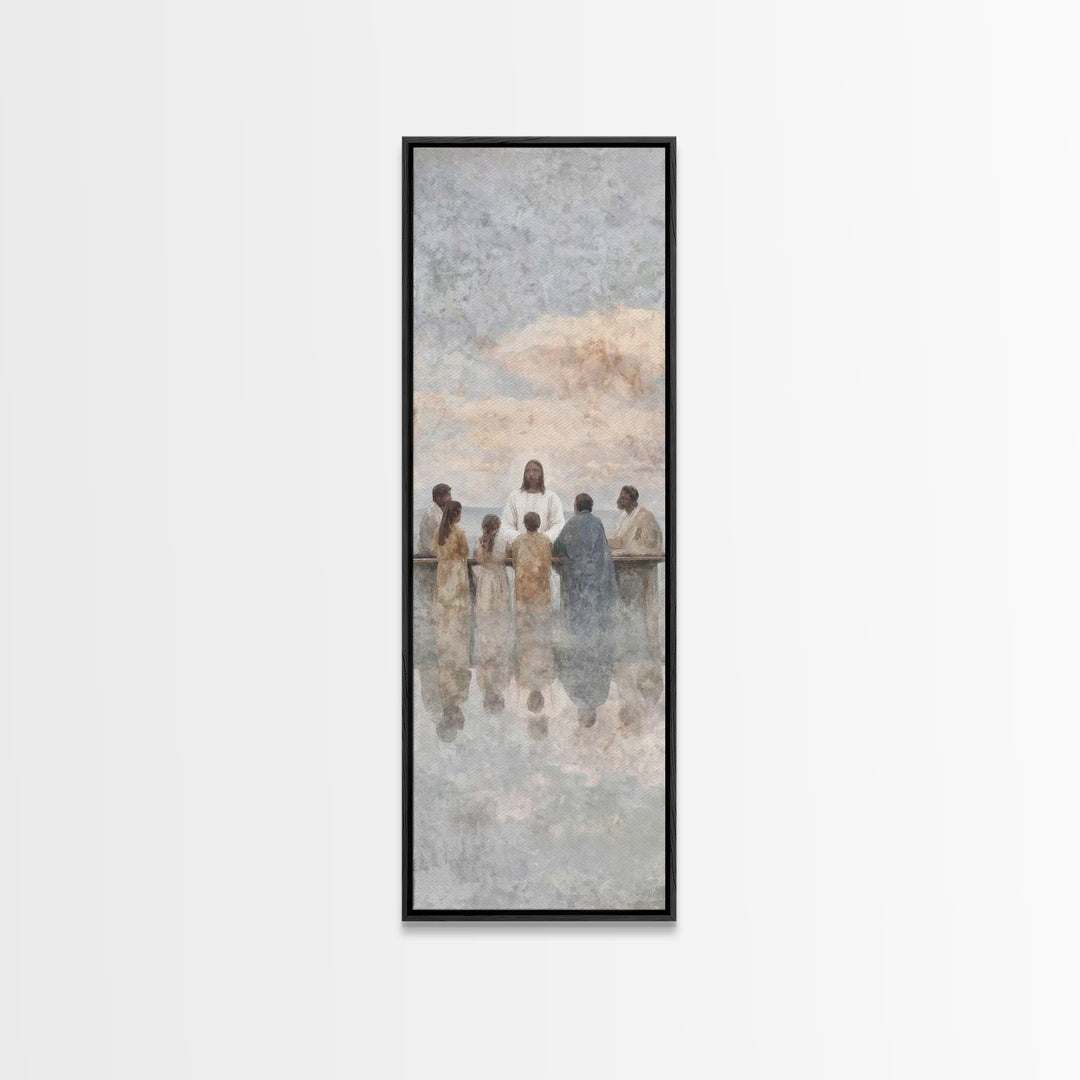 Communion In Shadow | Framed Canvas Print | Christian Art Canvas | Christian Wall Art | Jesus Painting | Skinny Art | Modern Christian Art