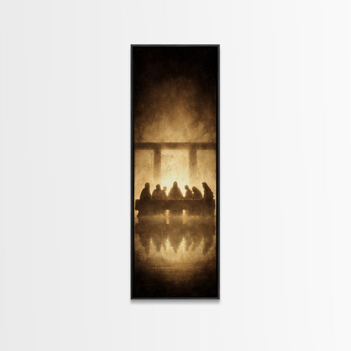 Sacred Last Supper | Framed Canvas Print | Christian Wall Art | Jesus Painting | Christian Art Canvas | Tall Narrow Wall Art