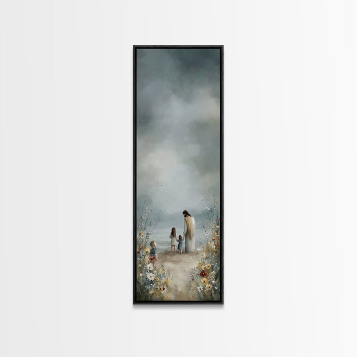 Children Of Grace | Framed Canvas Print | Jesus Painting | Christian Wall Art | Christian Art Canvas | Tall Narrow Wall Art