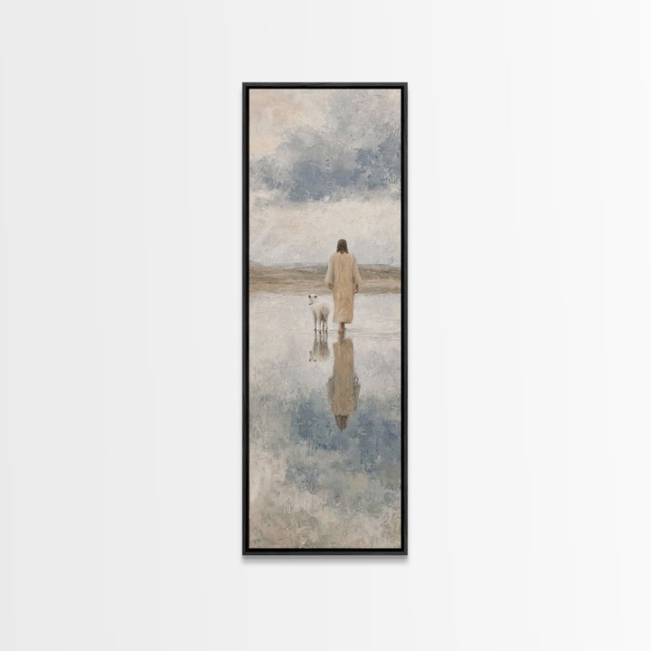 Shepherd’s Still Path – Framed Canvas Print – Christian Art Print – Jesus Painting – Christian Wall Art – Skinny Art – Modern Christian Art