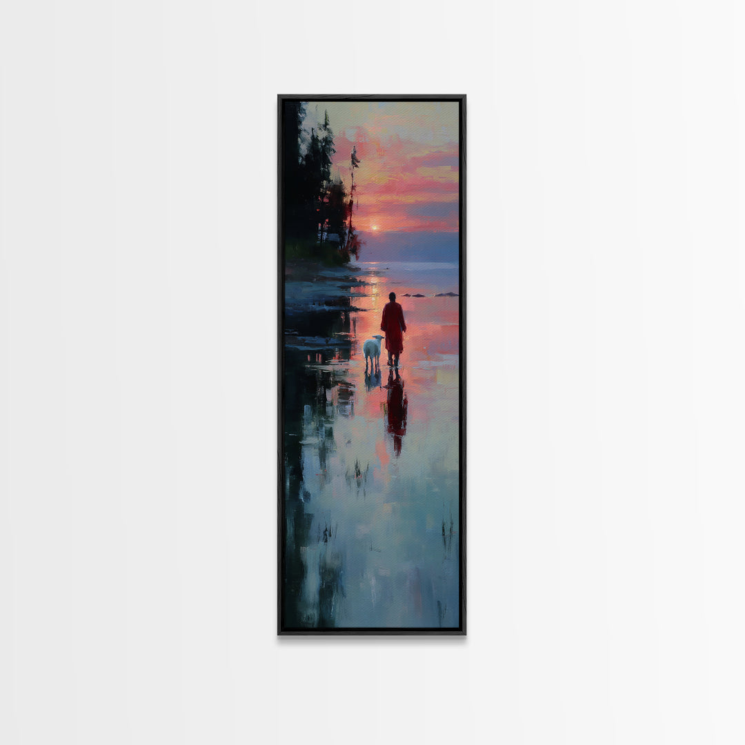 Starlit Holy Journey – Framed Canvas Print – Christian Christmas Art – Christian Wall Art – Christmas Art Canvas – Tall Skinny Art Print –