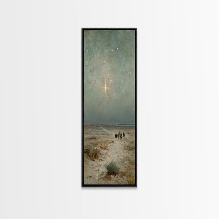 Bethlehem Star Path | Framed Canvas Print | Christmas Art | Christian Wall Art | Christian Art Canvas | Narrow Art | Christian Christmas De