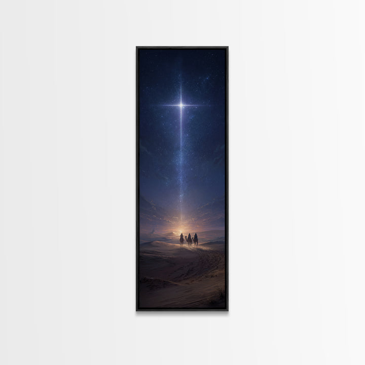 Cross Above The Sands, Framed Canvas Print, Christian Art Canvas, Christmas Art, Christian Wall Art, Skinny Art, Christian Christmas