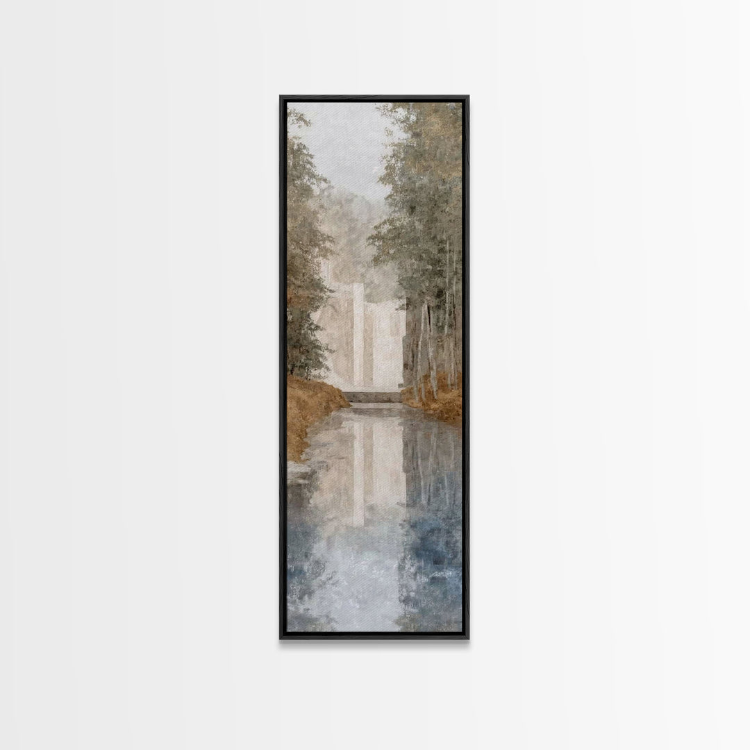 Misty Path Blessing – Framed Canvas Print – Christian Wall Art – Jesus Painting – Narrow Art – Christian Christmas Art