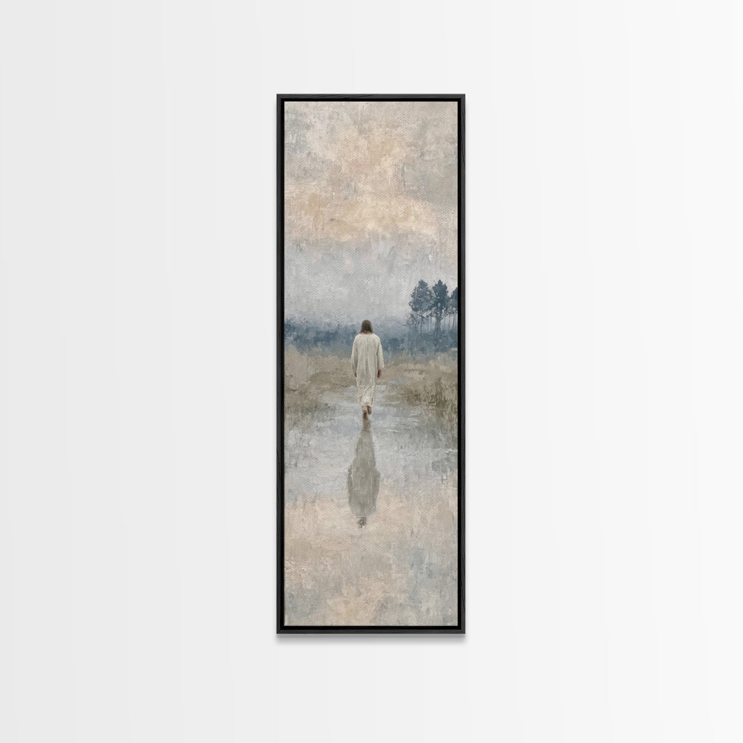 Sacred Quiet Journey – Framed Canvas Print – Christian Art Canvas – Vintage Christian Art – Tall Skinny Art Print – Christian Christmas