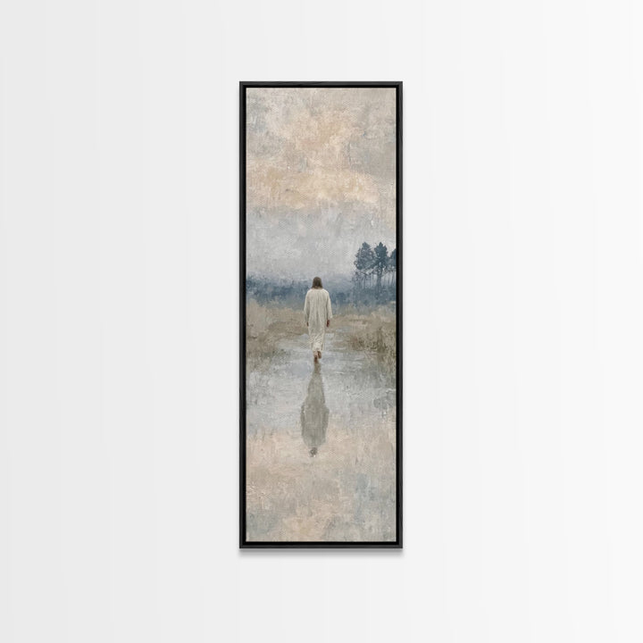 Sacred Quiet Journey – Framed Canvas Print – Christian Art Canvas – Vintage Christian Art – Tall Skinny Art Print – Christian Christmas
