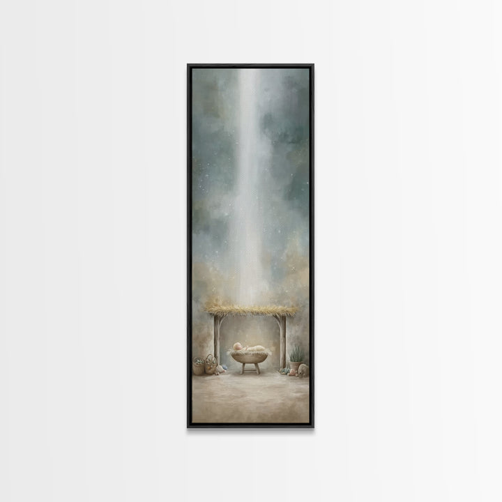 Radiant Stable Peace – Framed Canvas Print – Christian Art Canvas – Christian Wall Art – Jesus Painting – Christmas Art – Christian Decor –