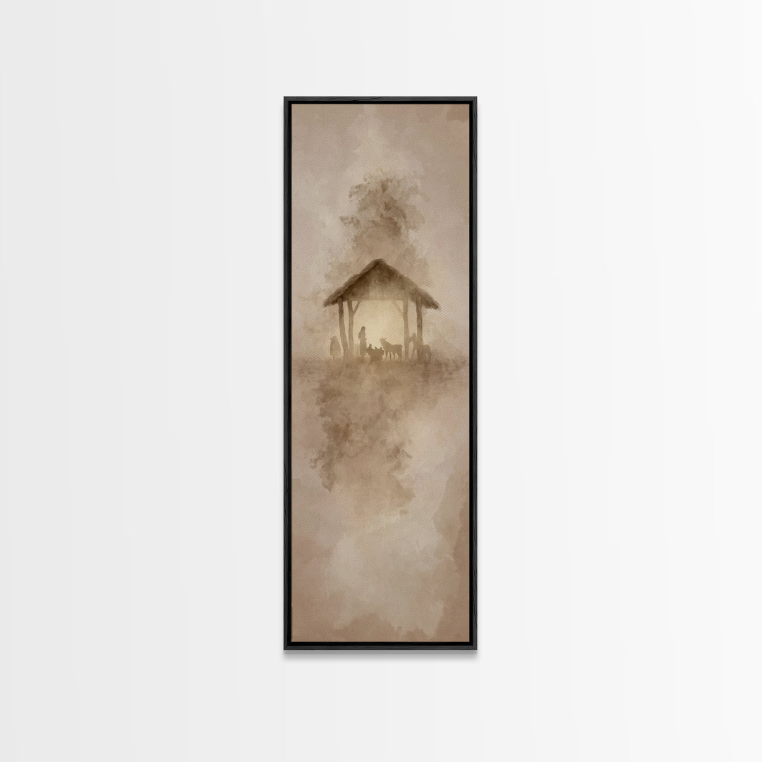 Humble Night Wonder | Framed Canvas Print | Christian Christmas Art | Christian Wall Art | Skinny Art | Jesus Christmas Art | Christian Art
