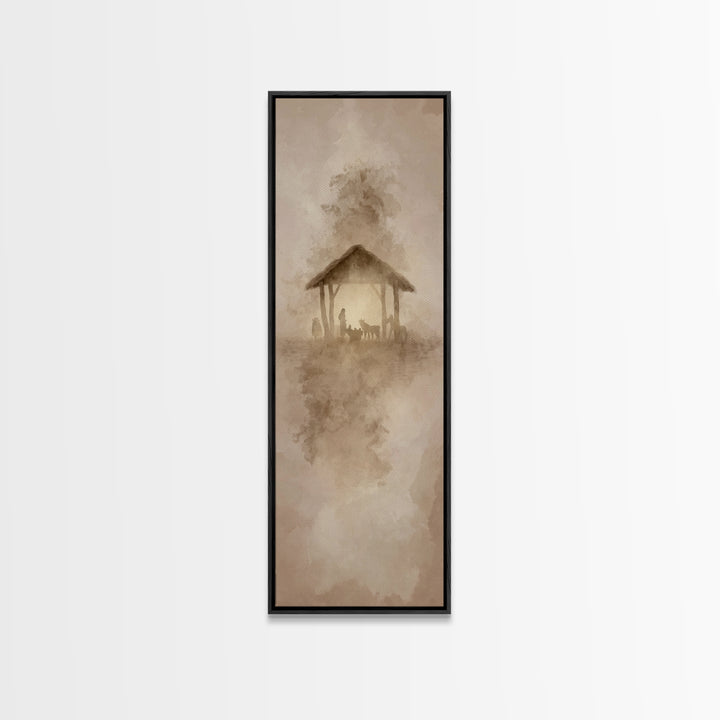 Humble Night Wonder | Framed Canvas Print | Christian Christmas Art | Christian Wall Art | Skinny Art | Jesus Christmas Art | Christian Art