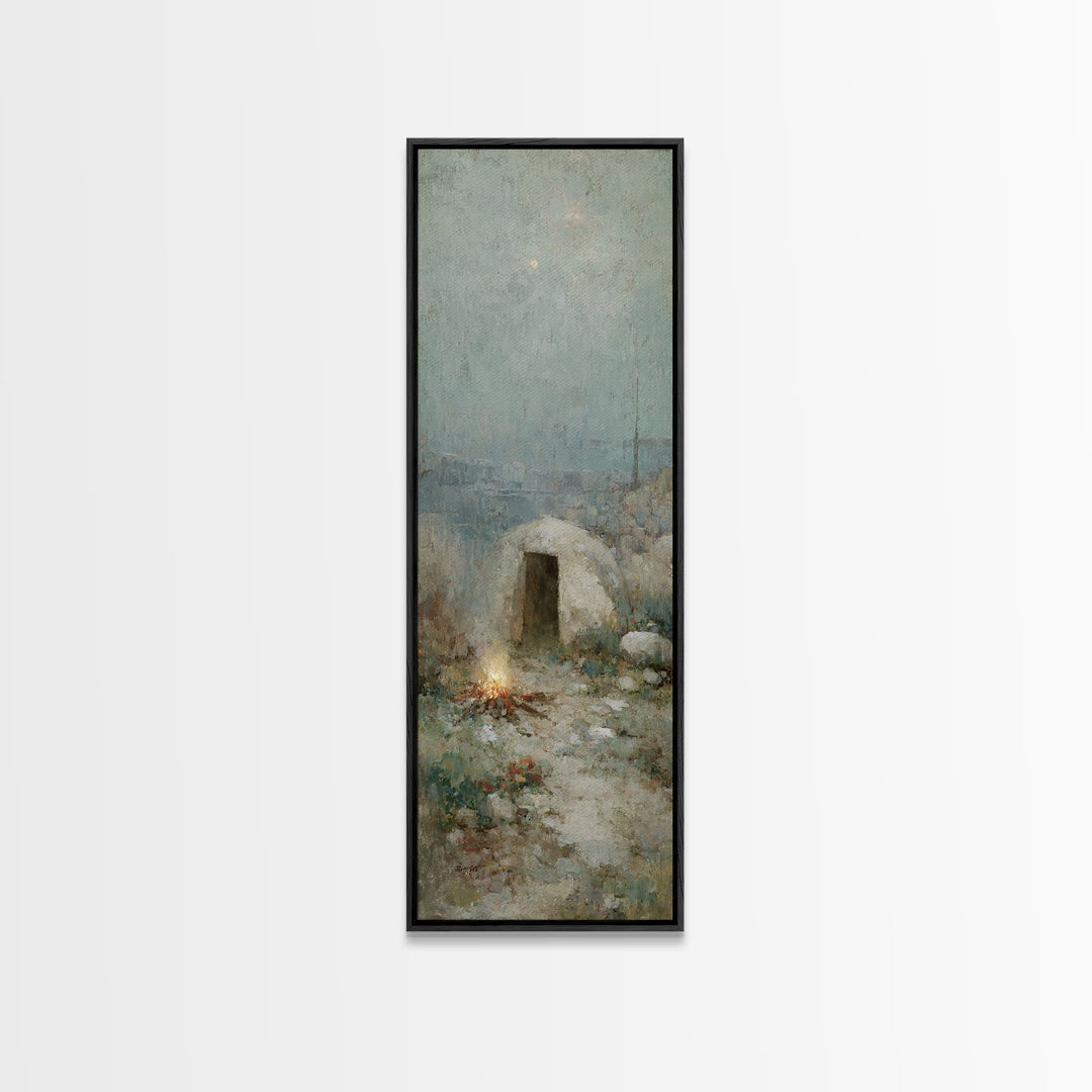 Shepherds’ Hearth Hope – Framed Canvas Print – Christian Art Canvas – Vintage Christian Art – Narrow Art – Christmas Art – Christian Wall A