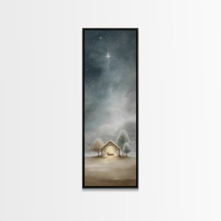 Holy Star Shelter – Framed Canvas Print – Christian Art – Christmas Wall Art – Skinny Art – Jesus Christmas Art – Christian Art Prints