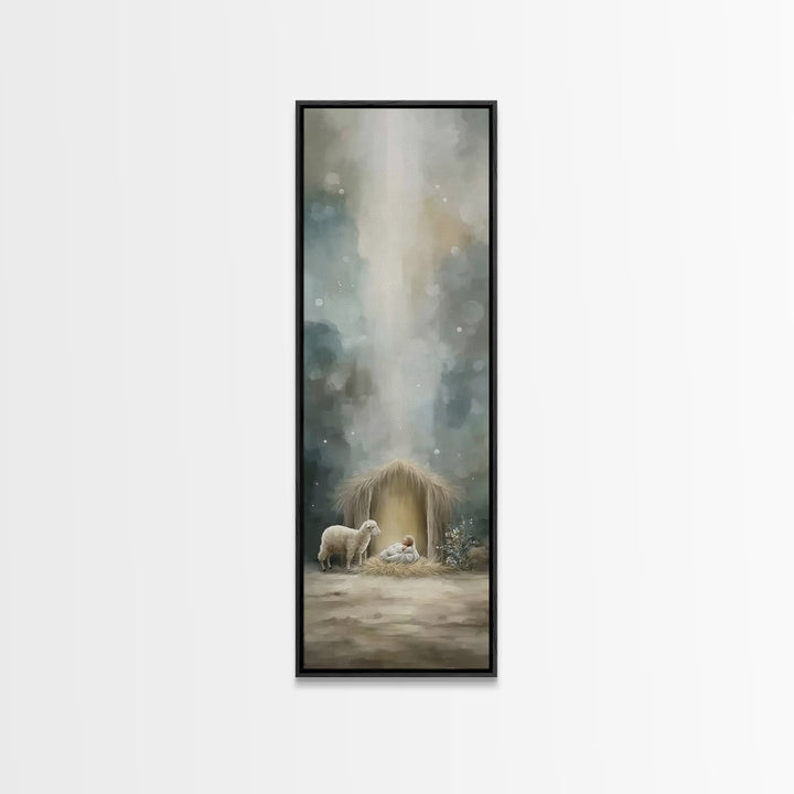 Heaven’s Child Bright – Framed Canvas Print – Christian Art – Jesus Christmas Art – Tall Skinny Art Print – Christmas Wall Art – Christian